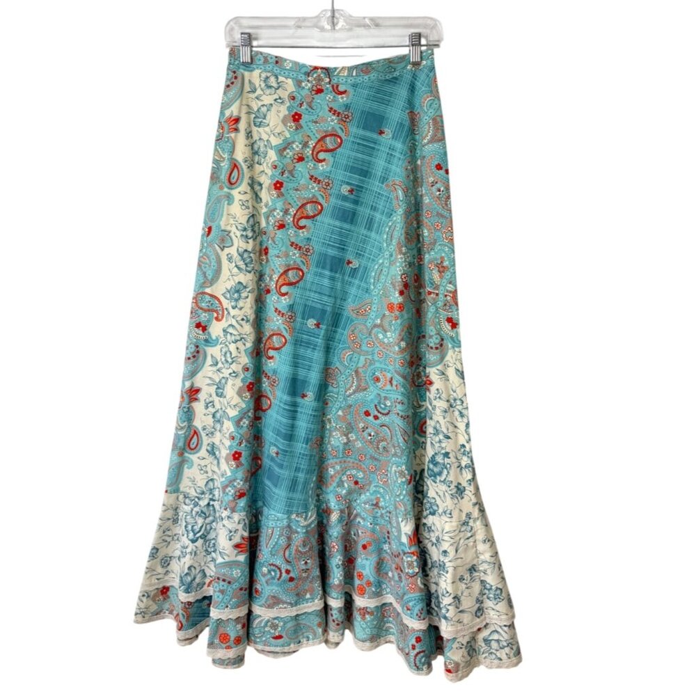 Lucie Linden Boho Maxi Skirt EU 40 / US 8 Blue Festival Floral Paisley Vintage - Picture 2 of 6
